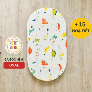Ga bọc nệm cũi oval 68x123cm cho bé petit bebe muslin bo chun