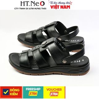 Dép quai hậu HT.NeO da bò tự nhiên, kiểu dáng nổi bật, đế kếp 3,5cm quai da siêu bền chắc SD96