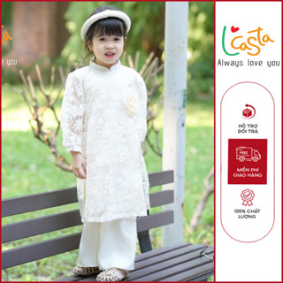 Áo dài cho bé gái ren hoa dễ thương từ 8 đến 33kg Lcasta AD0007