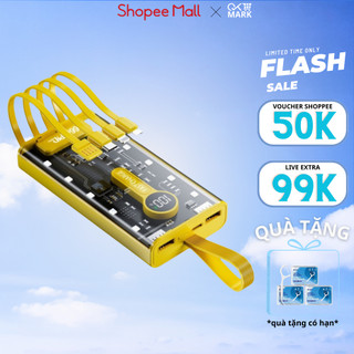 ( Loại 1 ) Sạc Dự Phòng Trong Suốt 20000mAh TZ66 Với 2 Cổng Sạc Nhanh 22.5w và PD 20W Màn Hình LED Cực Đẹp