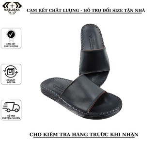 Dép da nam quai ngang bền đẹp, đế cao 2,5cm dành cho nam công sở - D74