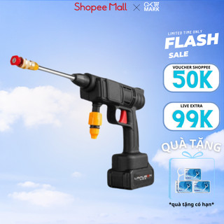( Loại 1 )Máy rửa xe cầm tay công suất cao 400w 2 pin sạc 48V kèm nhiều phụ kiện tiện dụng