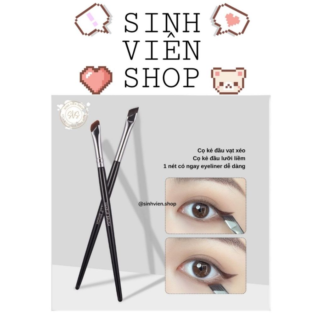Cọ kẻ chân mày và kẻ mắt eyeliner trang điểm mắt Gecomo đầu xéo G1092 G1093