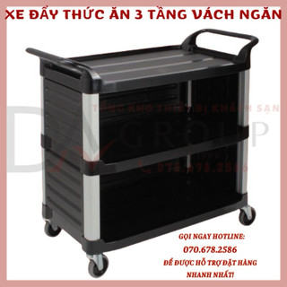 Xe đẩy phục vụ nhà hàng quán ăn bằng nhựa có vách ngăn