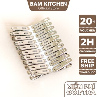 Bộ 20 kẹp quần áo inox Bam KITCHEN cao cấp siêu bền KAI02F