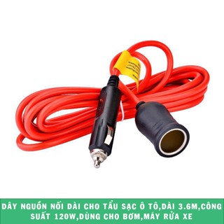 Dây nguồn nối dài tẩu sạc ô tô dài 3.5m,điện áp đầu vào từ 12-24V,đầu ra 120W,dùng cho bom,máy rửa xe
