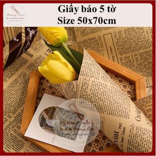 Giấy báo, 5 tờ giấy xi măng gói hoa, gói quà kích thước 50x70cm