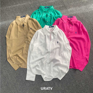 Áo sơ mi nữ linen tưng thêu RA form suông mới URATV