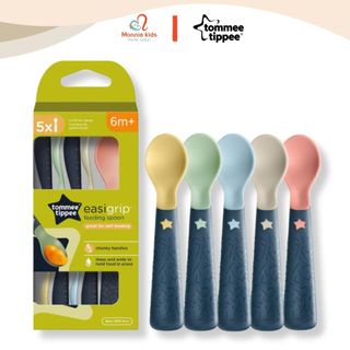 Set 5 thìa ăn dặm Tommee Tippee Easigrip cho bé 6M+, muỗng nhựa an toàn cho trẻ - Monnie Kids