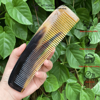 Lược sừng 2 đầu răng xuất Nhật (size L-19cm) - Mỹ nghệ Hà Phương, lược răng nhỏ và răng vừa, chăm sóc mái tóc chắc khỏe