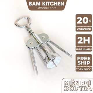 Dụng cụ khui rượu vang inox Bam KITCHEN có tay đẩy cao cấp KRS01F