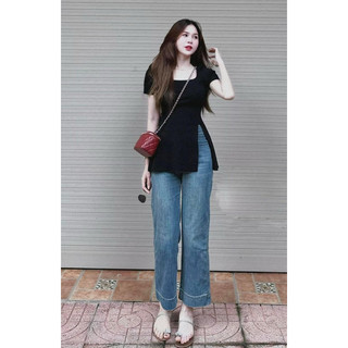 Áo thun cổ vuông tay ngắn xẻ tà co dãn bigsize 40-120kg