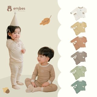 Bộ Thu Đông Cho Bé Embes, Bộ Dài Tay Cho Bé Trai Bé Gái Chất Thun Tăm Thoáng Mát Size Từ 8kg - 19kg