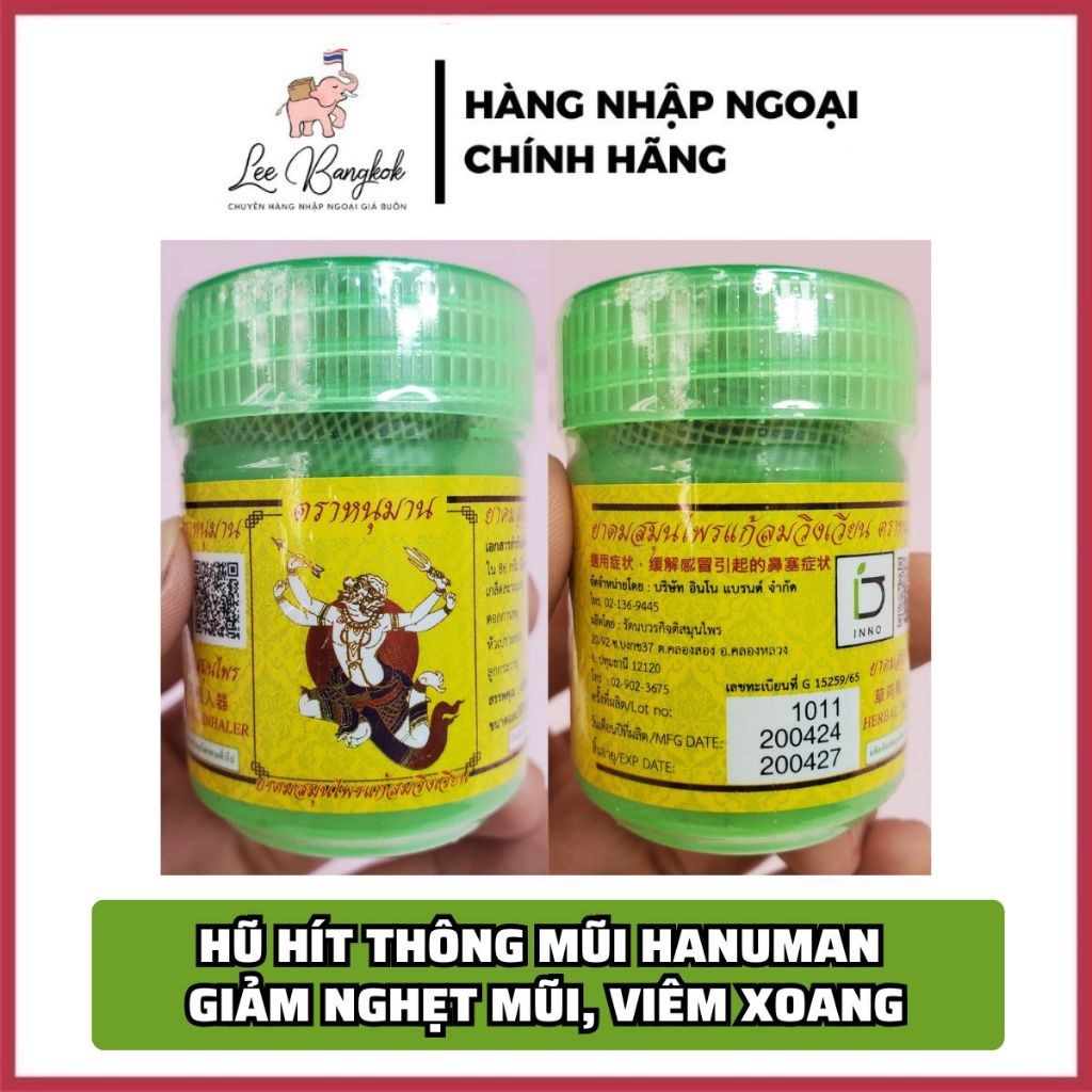 Hũ Hít Thông Mũi Thảo Dược Hanuman Tượng Thần Bốn Mặt Bò Cạp Trend Giảm Nghẹt Mũi, Viêm Xoang Thái L