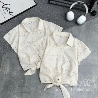 Áo sơmi thô boi buộc eo hàng QC