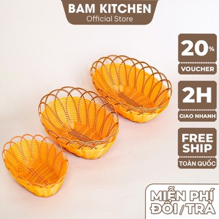 Rổ nhựa mây đựng đồ đa năng oval Bam KITCHEN nhiều kích thước cao cấp RM02F