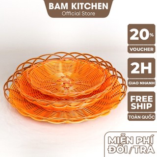 Rổ nhựa mây đựng rau củ quả và trái cây dạng tròn Bam KITCHEN nhiều kích thước cao cấp RM01F