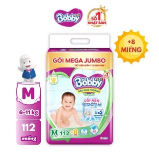 Tã/bỉm quần bobby mega jumbo m112+8