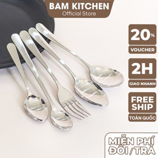 Muỗng Nĩa inox Bam KITCHEN cán trơn dày sáng bóng cao cấp MRH01F