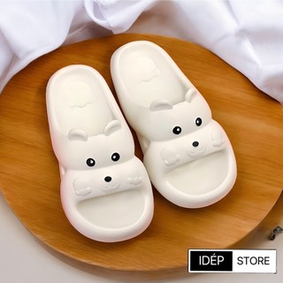 Dép Gấu 3D cute 𝐢𝐃É𝐏 𝐃𝐋𝟏𝟓𝟓, Dép bánh mì nữ đế cao 4cm siêu nhẹ êm chân hoạt hình dễ thương đi trong nhà
