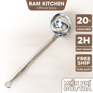 Vá múc nước lèo loại lớn inox 304 Bam KITCHEN có móc treo tiện lợi cao cấp NL01F