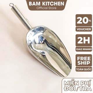 Dụng cụ xúc đá xúc gạo và xúc đậu Bam KITCHEN inox 304 sáng bóng cao cấp XD01F