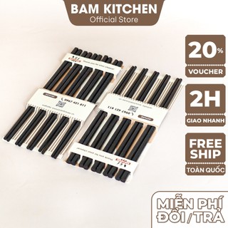 Bộ 10 đôi đũa gỗ sắn ổi Bam KITCHEN màu đen cao cấp thân thiện môi trường DSO02F