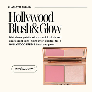Veeinvenus | Bảng phấn 2 ô má hồng + highlight Charlotte Tilbury Mini Hollywood Blush & Glow Palette
