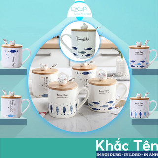 Cốc sứ in hình Happy Days KHẮC TÊN theo yêu cầu SET QUÀ TẶNG ly sứ tặng người yêu, bạn, sinh nhật