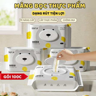 Màng bọc thực phẩm thế hệ mới dạng rút tiện lợi 100c, Túi bọc thực phẩm PE siêu dai có nắp đậy kín chống bụi