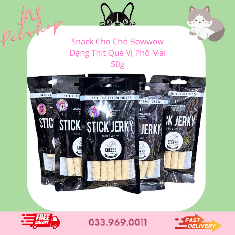 Snack Cho Chó Thịt Que Phô Mai Bowwow 50g