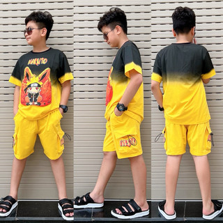 [size 12kg-65kg] Bộ thun cotton Naruto in nổi cho bé