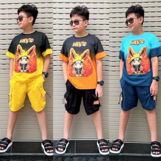 [size 12kg-65kg] Bộ thun cotton Naruto in nổi cho bé