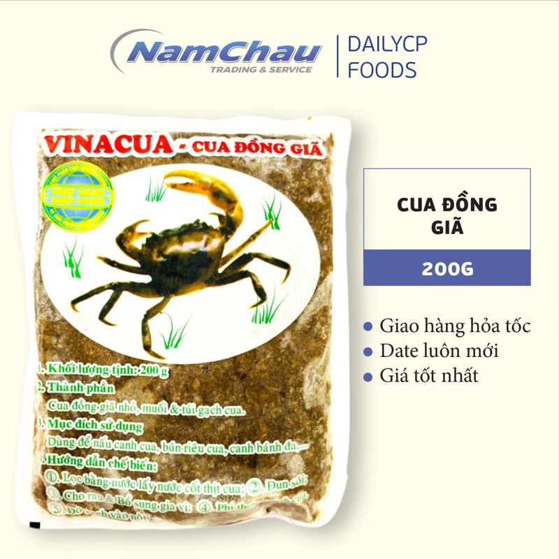 Cua đồng giã tay Vina Cua 200g | thịt cua đồng sạch nguyên chất [HN giao hỏa tốc]