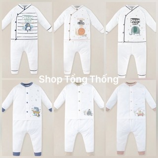 Bộ Uala Rogo bamboo petit mềm mịn thấm hút tốt dài tay sơ sinh cài giữa cài chéo họa tiết bé trai bé gái 2118 2144 2145