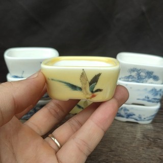Chậu oval phủ men: size rất nhỏ