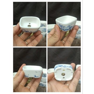 Chậu oval phủ men: size rất nhỏ