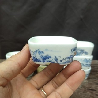 Chậu oval phủ men: size rất nhỏ