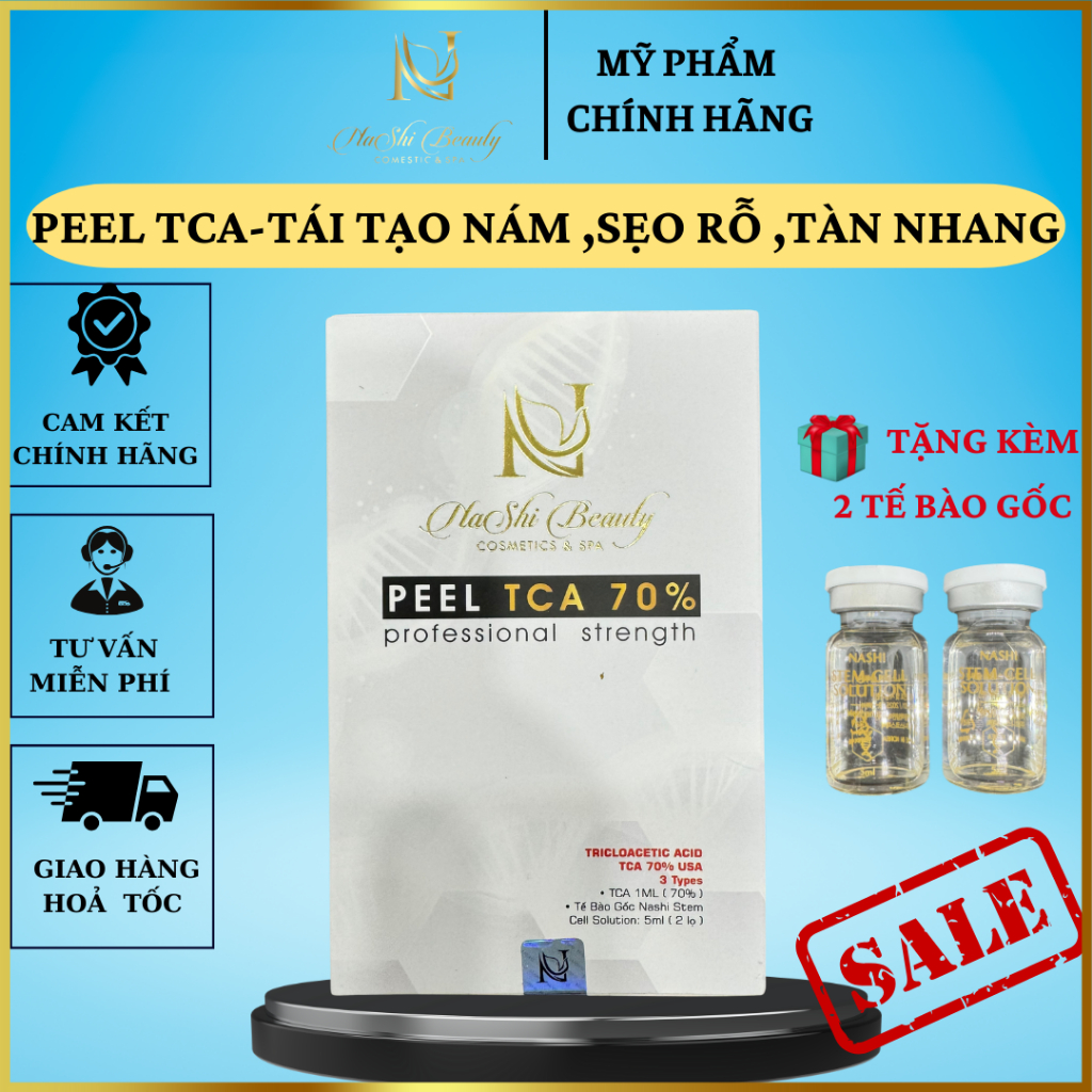 Peel TCA - Peel da mặt Hổ Trợ làm đầy sẹo rổ ,làm mờ nám tàn nhang ( Tặng kèm 2 tế bào gốc)
