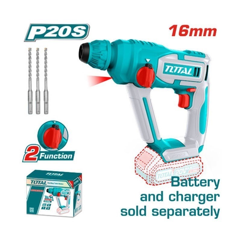 Máy khoan bê tông dùng pin Lithium-Ion 20V TOTAL TRHLI20168 (không kèm pin & sạc)