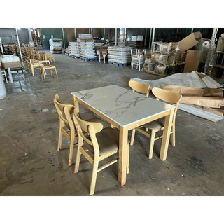 Bộ bàn ăn mango 4 ghế mặt gỗ in vân đá sang trong