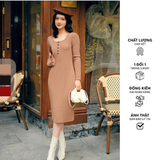 Đầm len thun tăm đỏ đô 322dr9010 adore dress