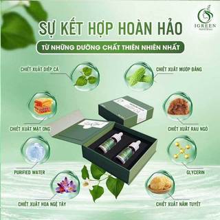 Serum diếp cá igreen, giảm mụn ẩn, mụn thâm, trứng cá, mụn bọc, mụn mủ, giúp se khít lỗ chân lông
