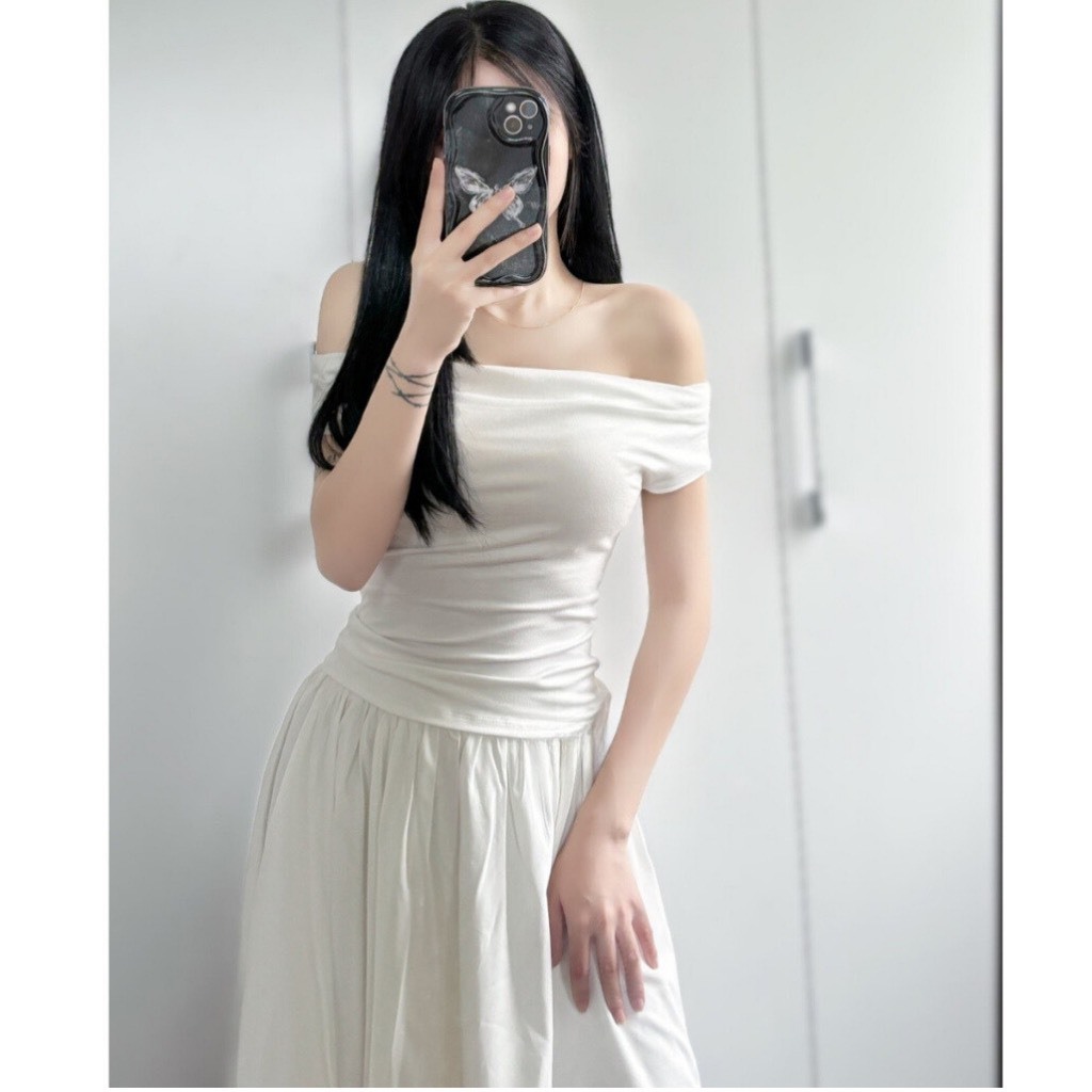 Áo kiểu trễ vai nữ phong cách tiểu thư LENOGI thanh lịch chất thun tăm lạnh co dãn dễ phối đồ M310 | BigBuy360 - bigbuy360.vn