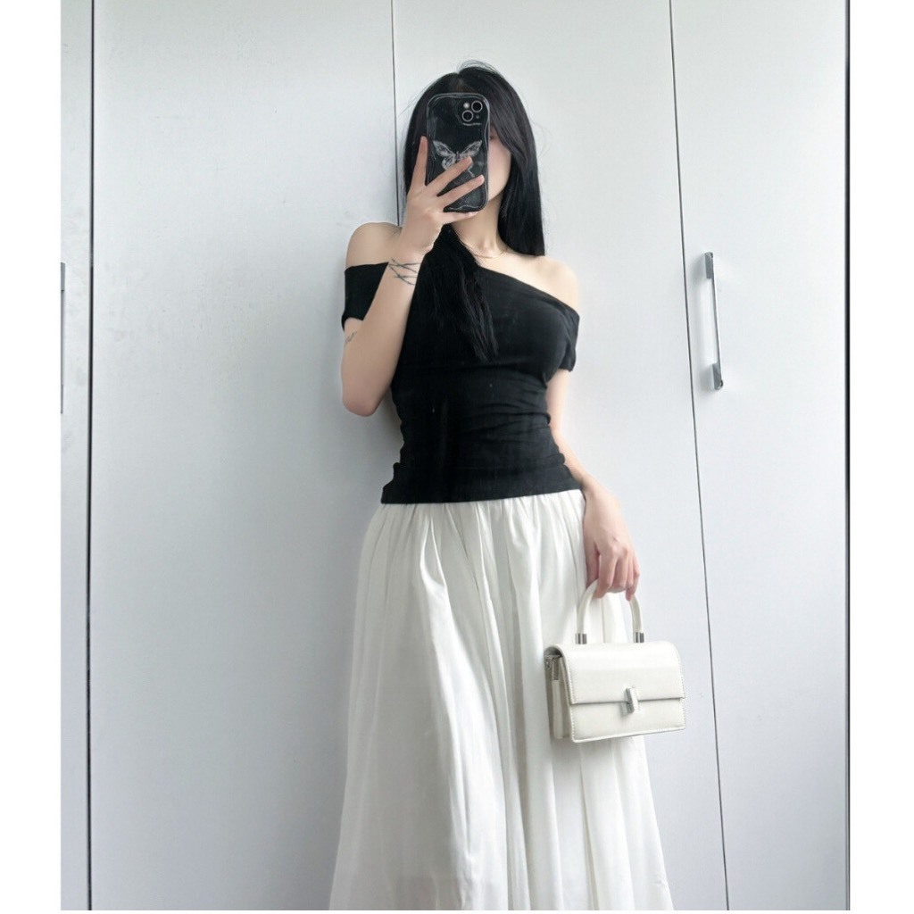 Áo kiểu trễ vai nữ phong cách tiểu thư LENOGI thanh lịch chất thun tăm lạnh co dãn dễ phối đồ M310 | BigBuy360 - bigbuy360.vn