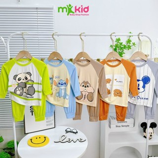 Bộ Minky Mom  Dài Tay Cho Bé 7-26Kg , Bộ Thun Lạnh Dài Tay in Động Vật Dễ Thương Cho Bé Trai  Bé Gái