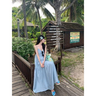 Đầm maxi xanh biển 💮ZhangBoZhi