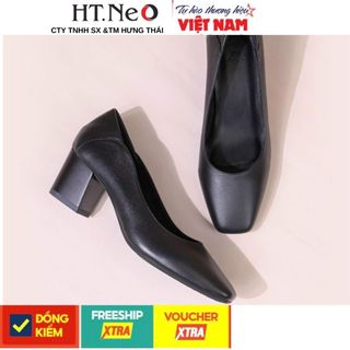 Giày cao gót - giày bít da bò đế vuông 5cm HT.NEO da bò siêu mềm, sang trọng, thanh lịch CS295