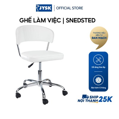 Ghế làm việc | JYSK Snedsted | da PU | trắng | R50xS57xC74/84cm