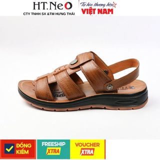 Dép quai hậu đế cao HT.NEO da bò tự nhiên, kiểu dáng và màu sắc nổi bật, quai da siêu bền chắc SD96